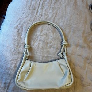 Cream Pleather Shoulder Bag Purse